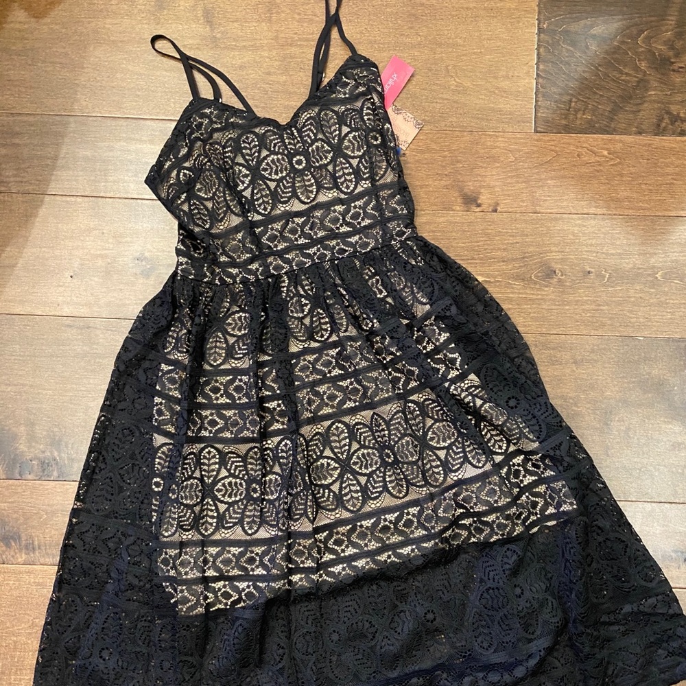 Black Flowery Lace Cocktail/Wedding Dress, small